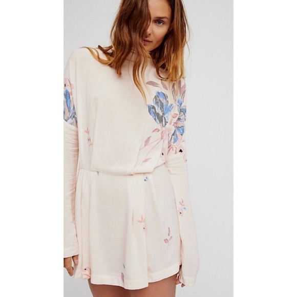 FREE PEOPLE Gemma Floral Tunic Minidress in Ivory - Picture 2 of 12